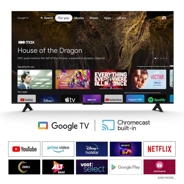 TCL 126 cm (50 inches) Metallic Bezel-Less, FHD Smart QLED Google TV 50S5K